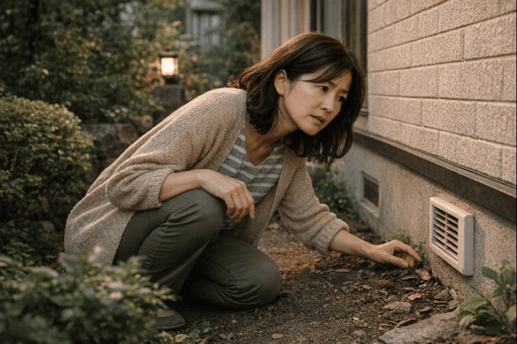 害獣のフン・ニオイ・侵入痕がないかを確認する