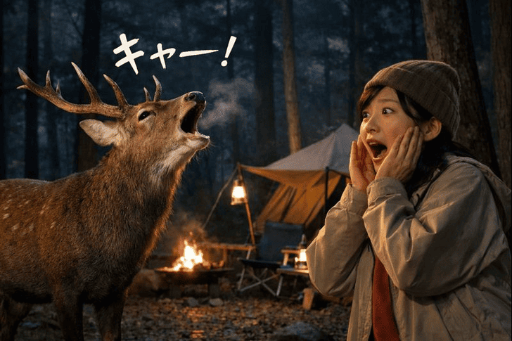 夜にキャーという鳴き声が！女性の悲鳴？正体はなシカだった