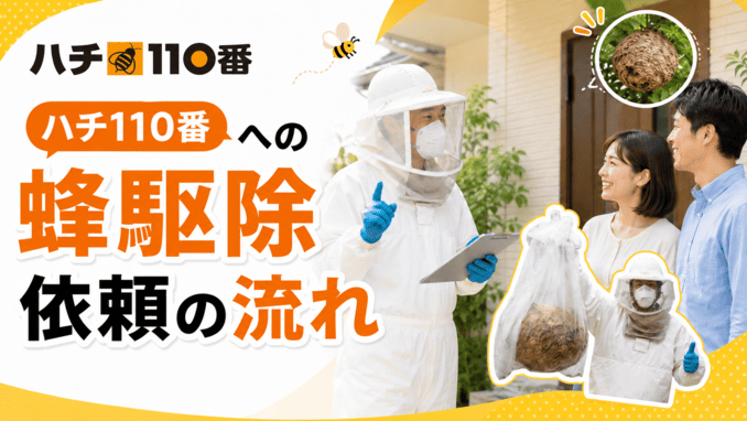 ハチ110番への蜂駆除依頼の流れ